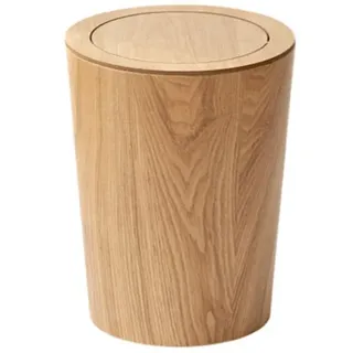 WHYATT Runder Mülleimer, Holz-Mülleimer mit Deckel, Müllrecyclingbehälter, Abfallbehälter, Papierkorb mit Deckel für Badezimmer, Gästetoilette, Küche Papierkörbe