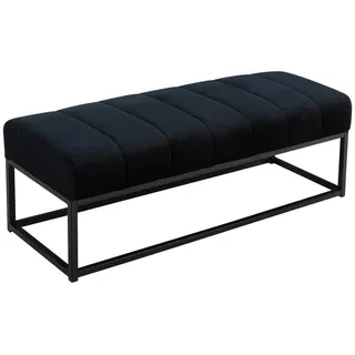 Wohnling Sitzbank Samt Schwarz 108 x 40 x 40 cm