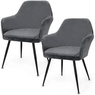 luxuskollektion Stuhlhusse Stretch Grau 2er Set