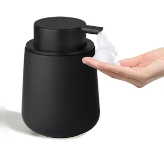 Soap Dispenser Black, Detergent Dispenser Kitchen, Refillable Ceramic Shampoo Dispenser, Suitable for Kitchen and Bathroom, Liquid Pump Grey, Soap Dispenser Made of Ceramic Black Matt Soap Dispenser
