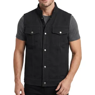 German Wear Motorradweste GW691 Denim Motorrad Biker Jeansweste Motorradweste Weste schwarz 50/M