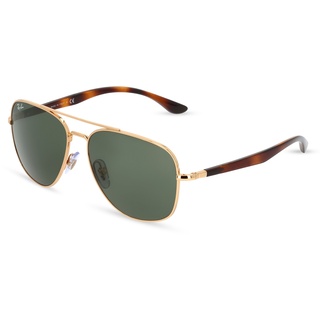 Ray-Ban RB 3683 Unisex-Sonnenbrille Vollrand Eckig Metall-Gestell, gold