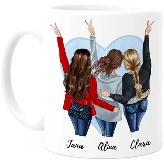 Tassenliebling® - Personalisierte Tasse (3 Freundinnen) mit Spruch selbst gestalten, individuelles Geschenk für beste Freundin, BFF, Kollegin & Arbeitskollegin