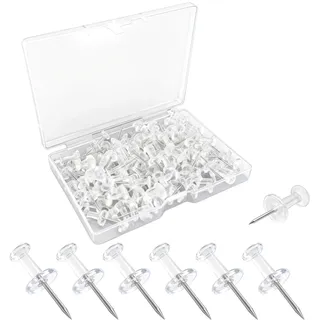 300 PCS Transparente Reißzwecken, Transparente Pinnadeln mit Kunststoffkopf, Durchsichtige Reißnägel für Pinnwand, Korktafel, Landkarte, Fotos, Notizen, Büro und Zuhause mit Aufbewahrungsbox