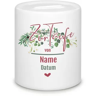 Personalisierte Spardose zur Taufe - Zur Taufe mit Name und Datum - Geschenk zur Taufe, Geburt, Geburtstag | Personalisierte Geschenke
