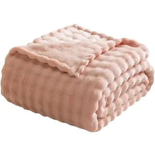 Bubble Decke, Cozy Kuscheldecke Flauschig, Fluffy Flanell Sofadecke, Blanket, Weich Plüschdecke, Kuschelig Sofaüberwürfe, Decke Für Wohnzimmer, Auto, Bett, Camping, Kuscheldecken (Rosa, 70*100)