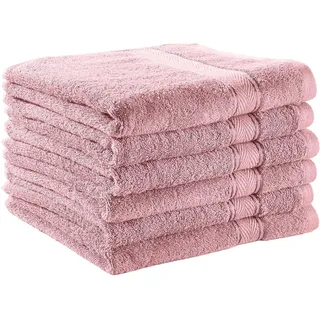 BettwarenShop Handtuch Serie Essential Handtuch 6er Pack 50x100 cm | altrosa - pink