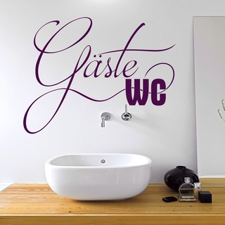 DESIGNSCAPE® Wandtattoo Gäste WC mit geschwungener Schrift | Farbe: schwarz | Größe: mittel (45 x 35 cm)