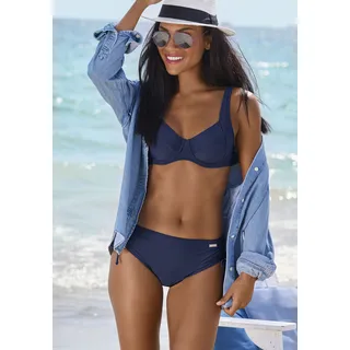 Bügel-Bikini LASCANA Gr. 48, Cup C, blau (marine) Damen Bikini-Sets Ocean Blue mit seitlich geraffter Bikinihose Bestseller