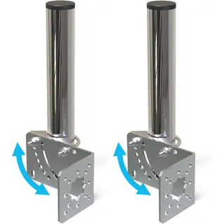 Antennen-Halterung aus Edelstahl, 3.8 cm Durchmesser, Aluminiumhalterung an der Wand für Antenne, Außen, Zuhause, Wetterstation, 25.4 cm Länge, Antennenmast, verstellbarer Winkel, 2 Stück