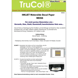 5 Blatt Inkjet Tintenstrahl Wasserschiebefolie Decal Papier Transfer Folie DIN A4 weiß