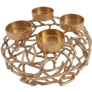 CB Home% Style Adventskranz Kerzenhalter Aluminium Gold Metall Durchmesser 35 cm Weihnachten