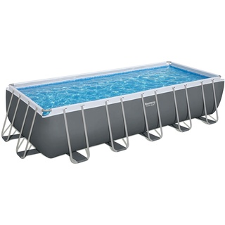 Bestway Power Steel Frame Pool Komplett-Set mit Filterpumpe 640 x 274 x 132 cm, grau, eckig