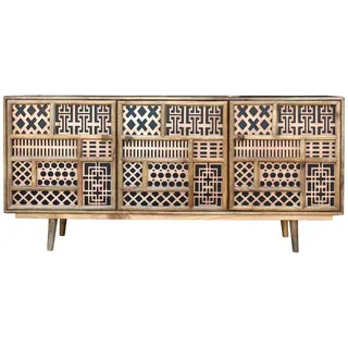 invicta INTERIOR Massives Sideboard MARRAKESCH 160cm Mangoholz mit Verzierung Boho Stil Kommode Holzkommode Anrichte