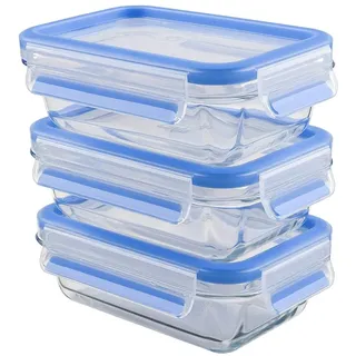 emsa Frischhaltedose CLIP & CLOSE Glas, 3er Set, 0,55 Liter