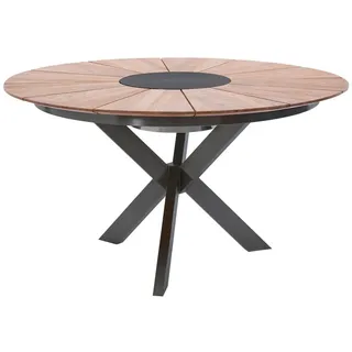 Diamond Garden Lyon Gartentisch Ø 140 x 76,5 cm Edelstahl Dunkelgrau/Recycled Teak