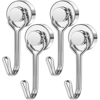 FINDMAG Magnethaken Extra Stark, 4 Stück 14 kg+ Schwenkbarer Magnet Haken | Magnetische Haken für Spind, Werkstatt, Camping Van, Grillständer, Garage, Küche Und Zum Flexiblen Aufhängen
