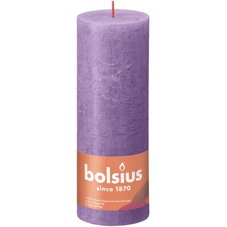 Bolsius 4 Stück Vibrant Violet (Violett) Rustik Stumpenkerze - 7 x 19 cm - europäische Premium-Qualität - natürliches umweltfreundliches, pflanzliches Wachs - parfümfrei, ohne Tropfen, ohne Rauch, 85