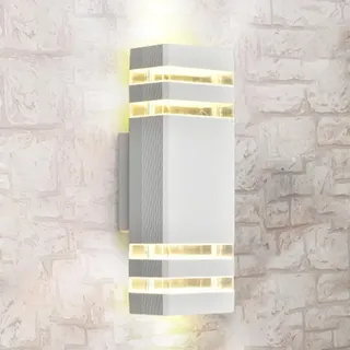 Mengjay Wasserdichte Wandleuchte Wandlampe, IP54 Außenlampe Außenleuchte Wand GU10 Aluminium,Up Down Außenbeleuchtung Außenwandleuchte Aussenleuchte für Terrasse Balkon Haus (Weiß)