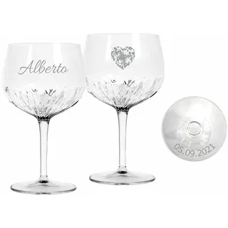 MASTERLASER3.0 Personalisiertes Gin Tonic Glas - Graviertes Cocktailglas - Anpassbar mit Namen, Initialen, Datum und verschiedenen Schriftarten Beste Geschenkidee- Anzahl (6)