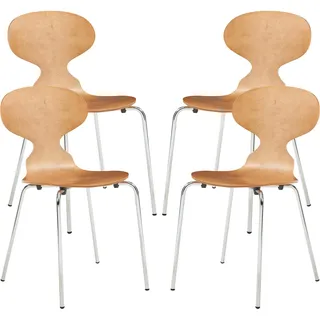 [en.casa] Esszimmerstuhl Kil Walnussoptik/Chromfarben beige 4er Set