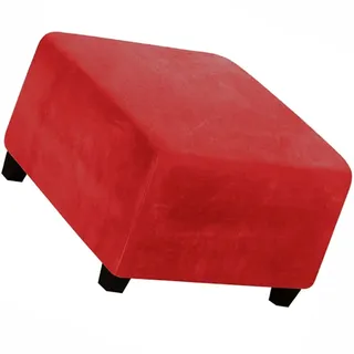 ZZDZW Samt Ottomane Schonbezug Hockerbezug, Hocker Hussen für Quadratische Fußhocker, Stretch Bezug Ottomane Abdeckung Überzug Hocker Protector Waschbar Hockerabdeckung (Color : Rot, Size : 80-100cm)