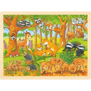 Goki 57734 - Einlegepuzzle Tierkinder im Wald