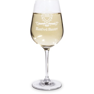 printplanet® Graviertes Weißweinglas - Leonardo® Weinglas mit Gravur (mit Name oder Text personalisiert) - Design Royal