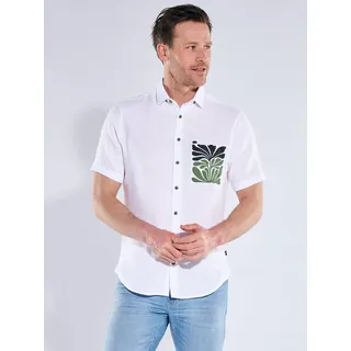 engbers Herren Kurzarmhemd mit auffälliger Brusttasche Weiß regular uni Button Under - 3XL