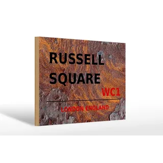 Holzschild London 30x20cm England Russell Square WC1 Rost