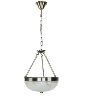 Licht-Erlebnisse Jugendstil Pendelleuchte E27, Messing, Antike Hängelampe Glas, Esstischlampe, Esszimmerleuchte, rund Ø30 cm, 2-flammig, Küchendecke Lampe
