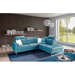 JVmoebel Ecksofa, Leder Sitz Garnitur Designer Wohnlandschaft Ecksofa Sofa Couch blau