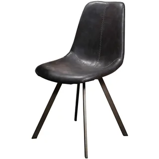 Vintagehaus Stuhl Esszimmerstuhl Zig Zag Industrial Lederlook Schwarz