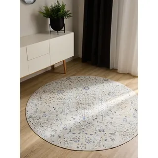 benuta basic Waschbarer Teppich George Beige 120 cm - Moderner Kurzflor-Teppich für Wohnzimmer