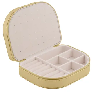Massido Schmuckkästchen Schmuckbox Reise Schmucketui Klein Schmuckaufbewahrung Organizer Tragbar 16,5 x 12 x 5 cm Gold