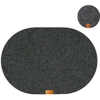 MIQIO MIQIO® Platzset abwischbar, Oval Filz 44x29 cm anthrazit, mit Untersetzer 12-tlg
