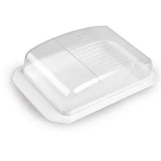 Pro Home Butterdose mit transparentem Deckel Weiß