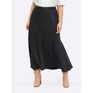 Faltenrock SHEEGO, Damen, Gr. 48, schwarz, 74% Viskose, 26% Polyester, unifarben, lang, Röcke