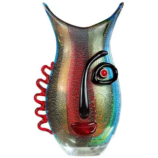 GILDE Dekovase VISTA Gesichtsvase - mehrfarbig - Glas - H. 33,5cm x B. 21cm - Deko (1 Stück), Gestreifte Glasvase - Blumenvase für Tischdeko und Deko Vasen bunt
