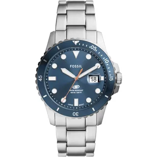 Quarzuhr FOSSIL "FOSSIL BLUE DIVE" Armbanduhren silberfarben Herren Hochzeitsmode Armbanduhr, Herrenuhr, Datum, analog