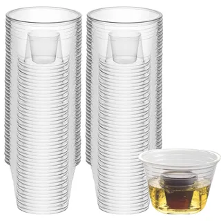 100 Stück Jager Bomb Shotglas aus Kunststoff, 100ml Jäger bomb Schnapsgläser mit Schnapsglas-Einsatz, Bomb Shot Becher, Transparente Kunststoffbecher, Einweg-Schnapsgläser für alle Veranstaltungen