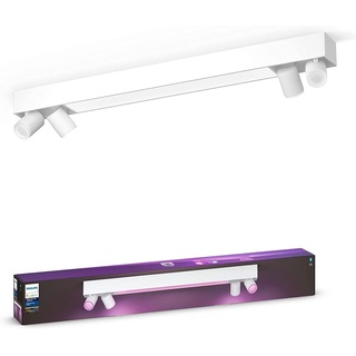 Philips Hue White & Color Ambiance Centris Deckenlampe mit 4-er Spot (4.200 lm), dimmbare LED Spots für das Hue Lichtsystem mit 16 Mio. Farben, smarte Lichtsteuerung über Sprache und App, weiß