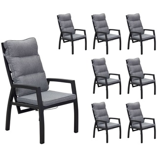 LC Garden 8er Set »Sondrino« Positionsstuhl schwarz Gartenstuhl Verstellsessel - Schwarz