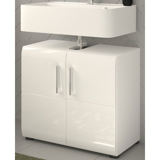 xonox.home Waschbeckenunterschrank Ice (Waschtisch Unterschrank in weiß, 60 x 54 cm) 2-türig, Hochglanz weiß