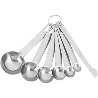 Sirxlevcy Edelstahl-MesslöFfel, Tassen-Set, Kleiner EsslöFfel, TeelöFfel, Set 6 mit Bonus-Leveler, für Trocken und FlüSsig