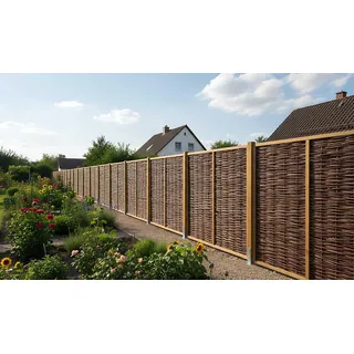 Weidenzaun Premium 180 x 180 cm – Sichtschutz aus Weide, braun – Flechtzaun – Weidenruten Sichtschutz für Garten & Terrasse