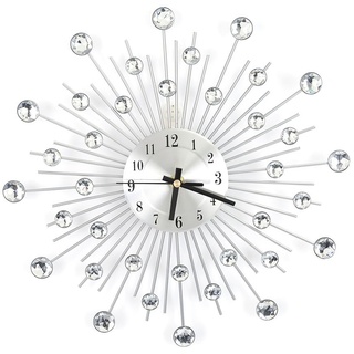 Cocoarm Diamantbesetzte Uhr, 3D Crystal Mute Wanduhr Modernes rundes Design Diamantuhr, Silent Movement Moderne Wanduhr für Wohnzimmer Schlafzimmer Dekorative Diamantuhr für Wand Silber