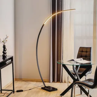 Trio Lighting Bogenlampe Bangkok, dimmbar, schwarz, für Wohn- / Esszimmer, Metall, Modern, Stehlampe - 127.5 cm - 22 cm - 180 cm