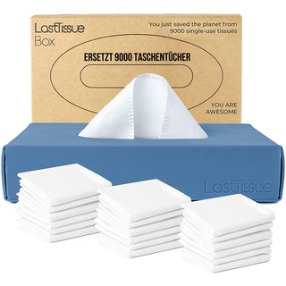 LastTissue® Wiederverwendbare Tissue Box -mit 18 Weichen Bio Baumwolltüchern - umweltfreundliche Kosmetiktücherbox - Tücherbox für den Haushalt