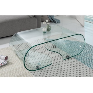 riess-ambiente Couchtisch FANTOME 90cm transparent, Wohnzimmer · Glas · rund · auf Rollen · Modern Design grün|weiß
